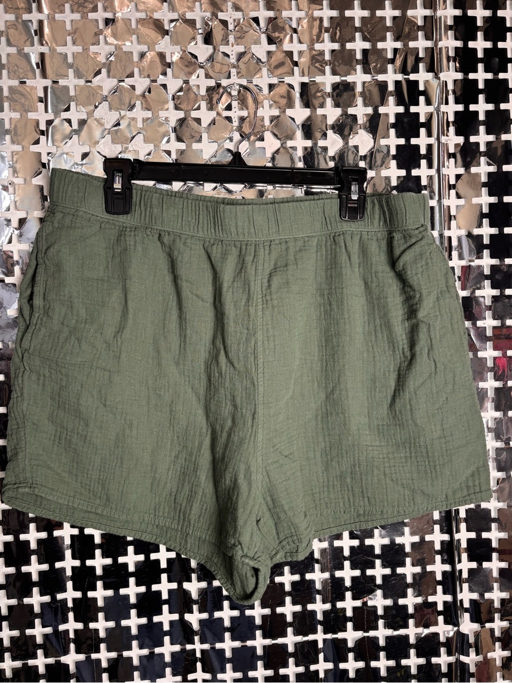 Universal Thread Olive High-Rise Textured Linen-Blend Shorts